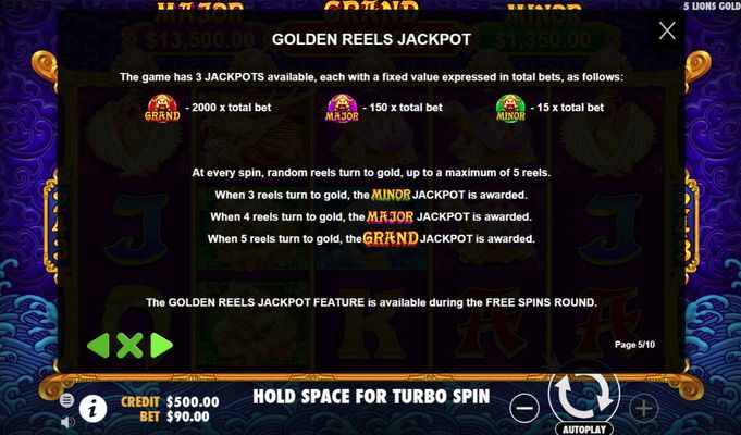 5 Lions Gold :: Free Spins Rules