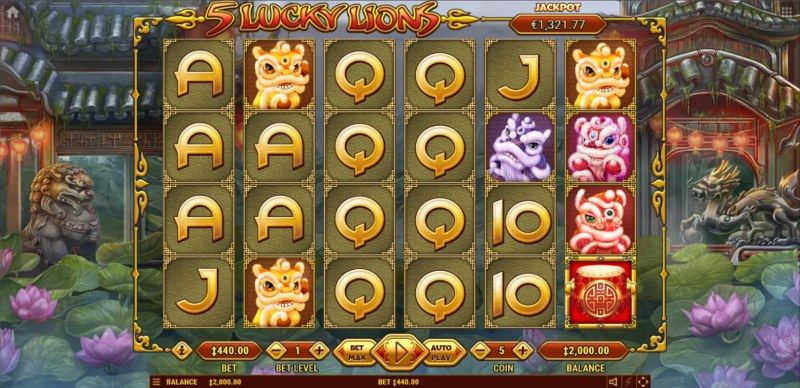 Play slots at Slotozen Casino: Slotozen Casino featuring the Video Slots 5 Lucky Lions with a maximum payout of $440,000