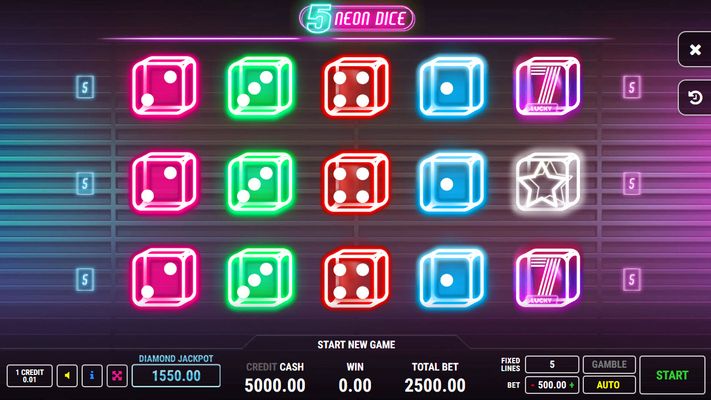 5 Neon Dice :: Main Game Board