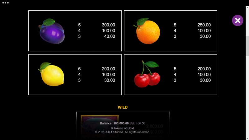 Paytable - Low Value Symbols