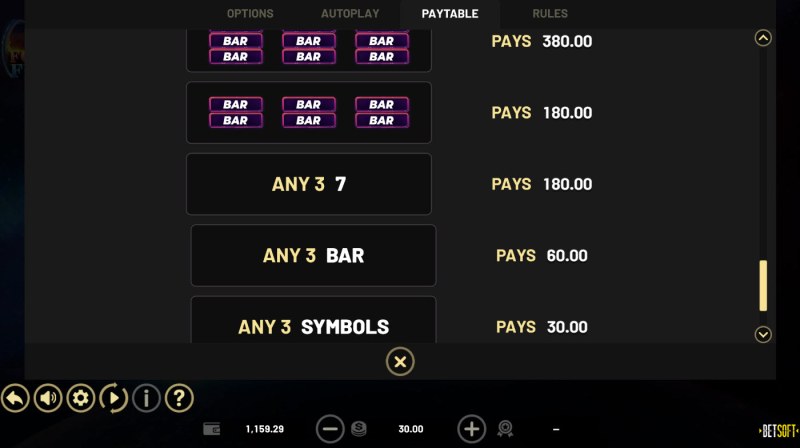 Paytable - Low Value Symbols