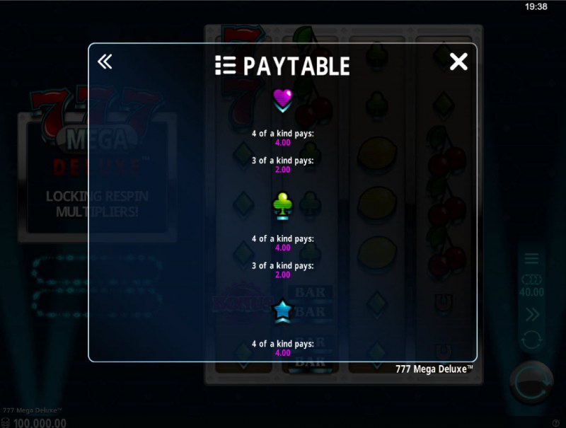 Paytable - Medium Value Symbols