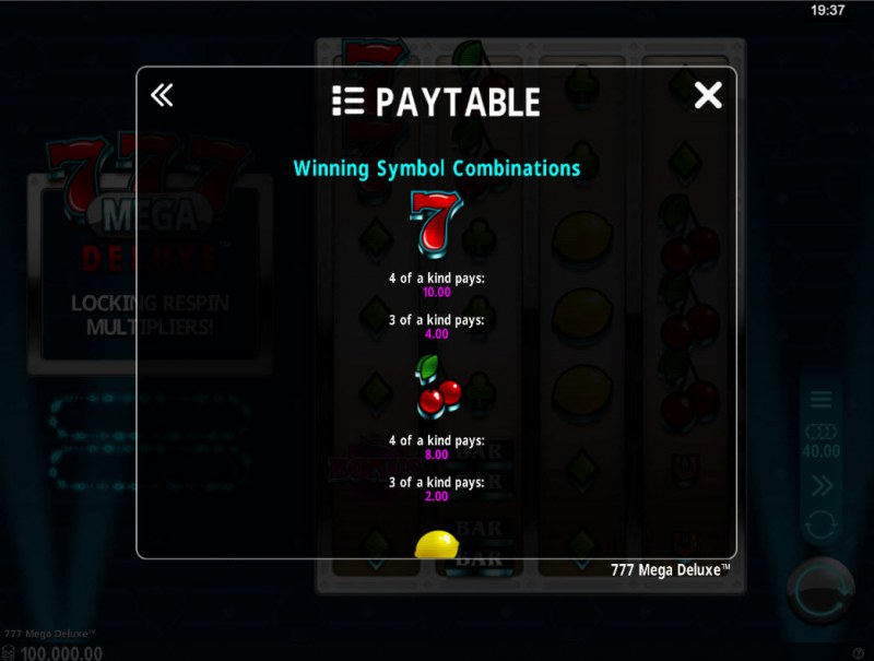 Paytable - High Value Symbols