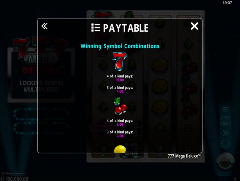 Paytable - High Value Symbols