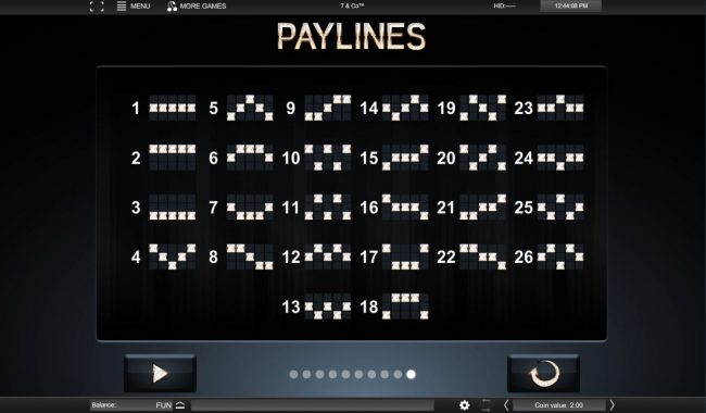 Paylines 1-18