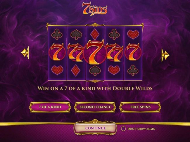 Win on a 7 of a kind with double wilds