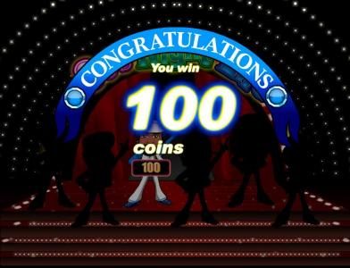 bonus feature pays a 100 coin jackpot