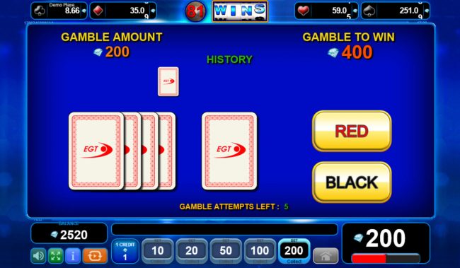 Red or Black Gamble feature