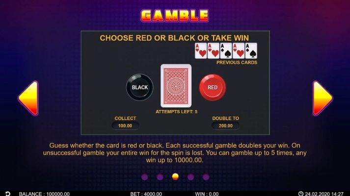 80 Fruit Rush :: Black or Red Gamble Feature
