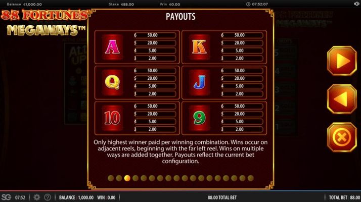 Paytable - Low Value Symbols