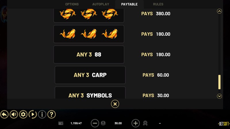 Paytable - Low Value Symbols