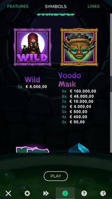 High Value Symbols Paytable