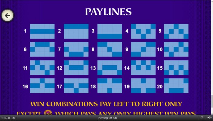 Paylines 1-20