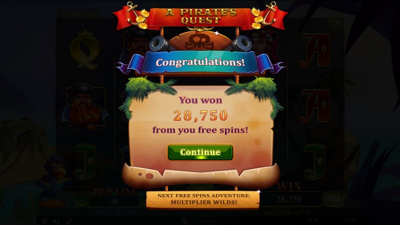 A Pirate's Quest :: Total free spins payout