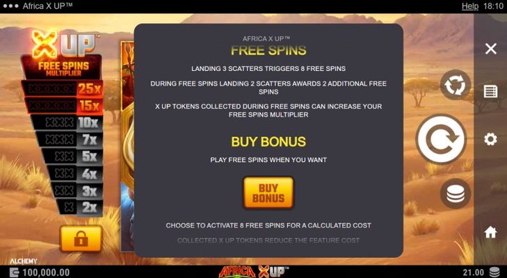 Africa X UP :: Free Spin Feature Rules
