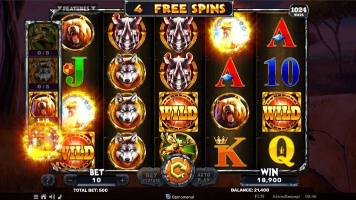 Collect golden rhino symbols and trigger additional free spins