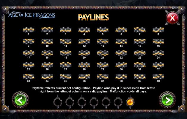 Age of Ice Dragons :: Paylines 1-40