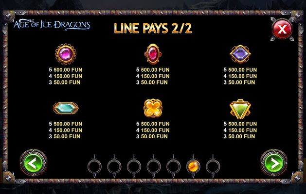 Age of Ice Dragons :: Paytable - Low Value Symbols