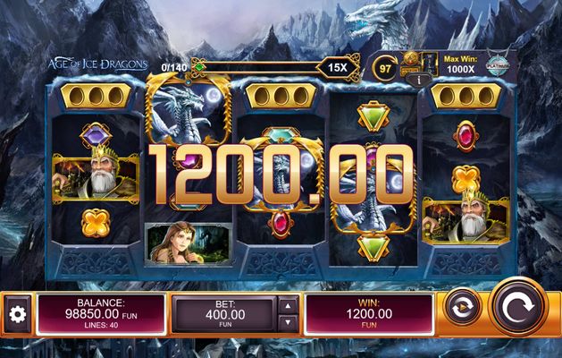 Age of Ice Dragons :: Scatter symbols triggers the free spins feature