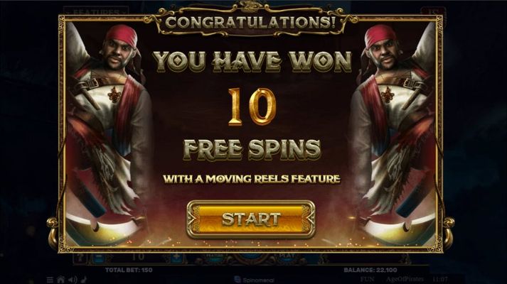 10 free spins awarded