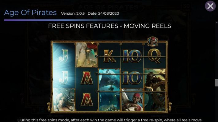 Age of Pirates :: Free Spin Feature - Moving Reels