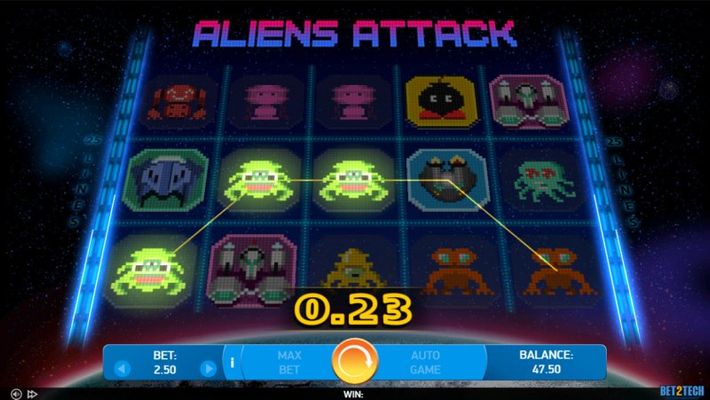 Alien Attack :: A three of a kind win