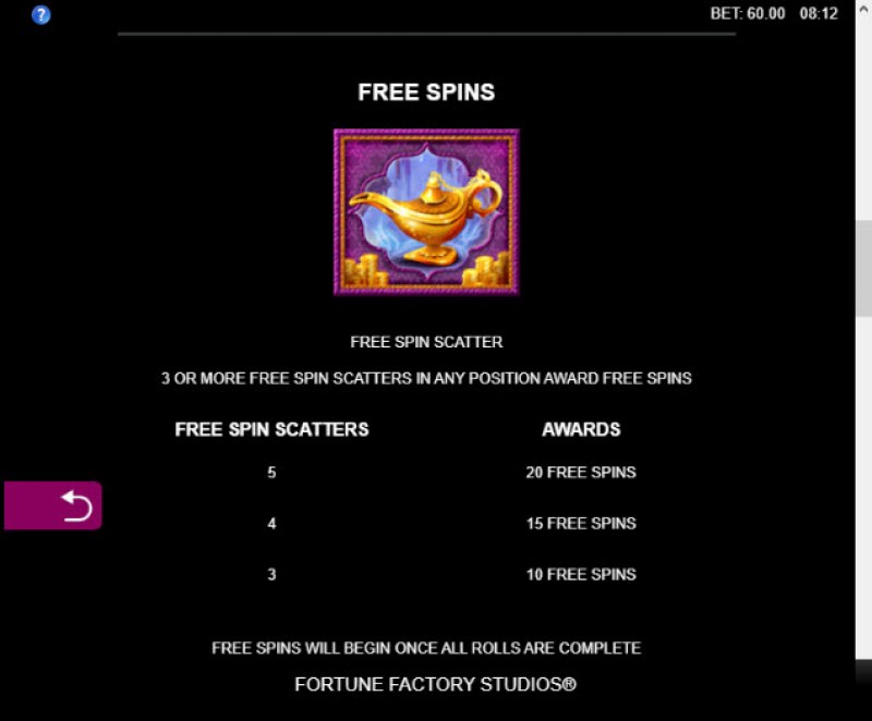 Aliya's Wishes :: Free Spins Rules