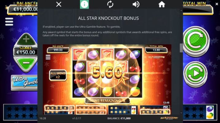 All Star Knockout Ultra Gamble :: Bonus Game Rules