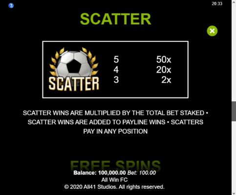 All Win FC :: Scatter Symbol Rules