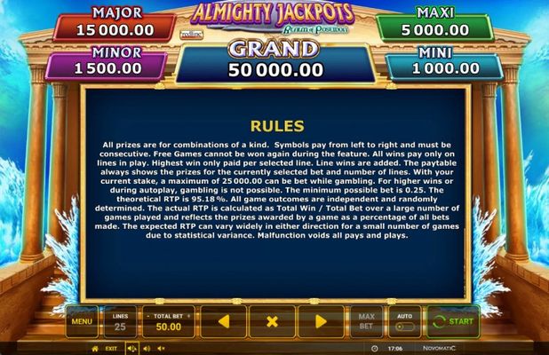 Almighty Jackpots Realm of Poseidon :: General Game Rules