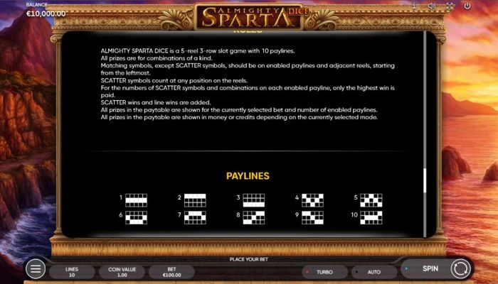 Almighty Sparta Dice :: General Game Rules
