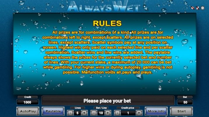 Always Wet :: General Game Rules