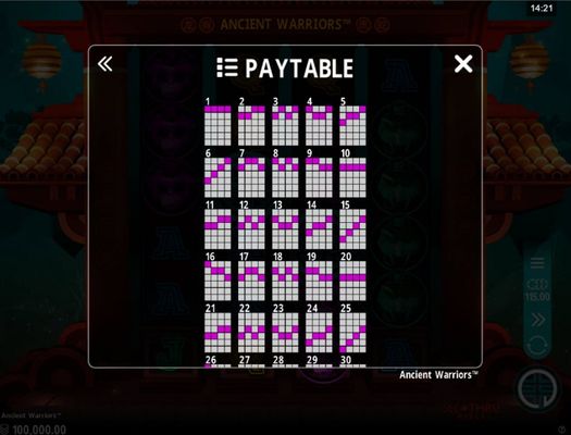 Paylines 1-25