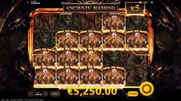 Ancients' Blessings :: Multiple winning combinations lead to a big win