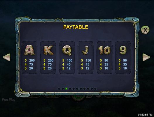 Paytable - Low Value Symbols