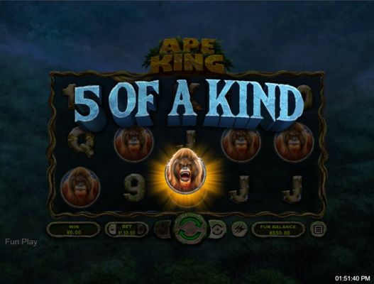 A five of a kind win