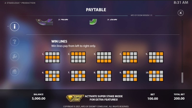 Paylines 1-10