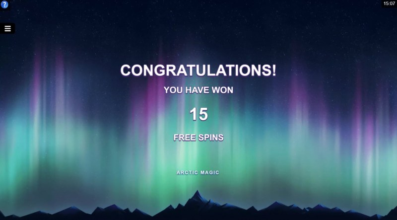 15 free spins awarded