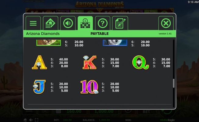 Paytable - Low Value Symbols