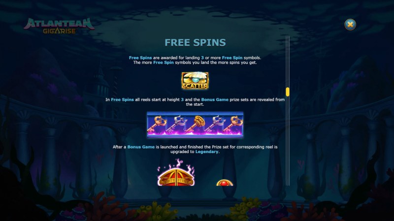 Atlantean Gigarise :: Free Spin Feature Rules