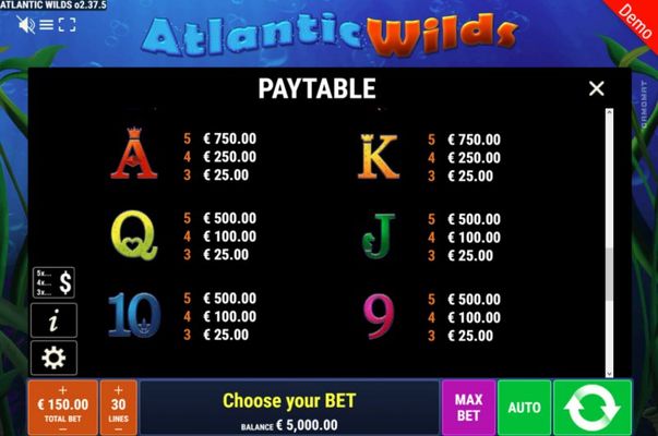 Paytable - Low Value Symbols