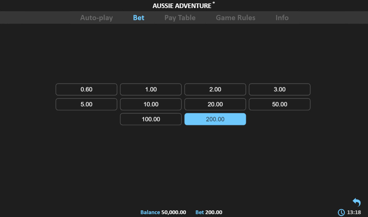 Aussie Adventure :: Available Betting Options