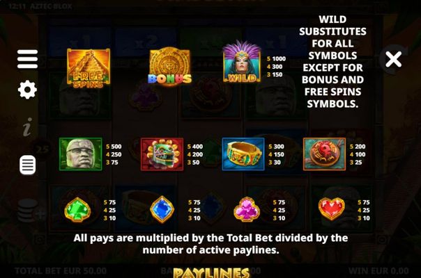 Aztec BLOX :: Paytable