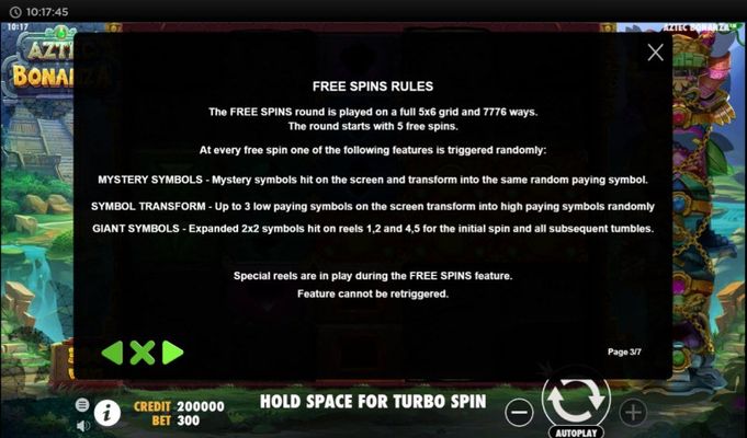 Aztec Bonanza :: Free Spins Rules