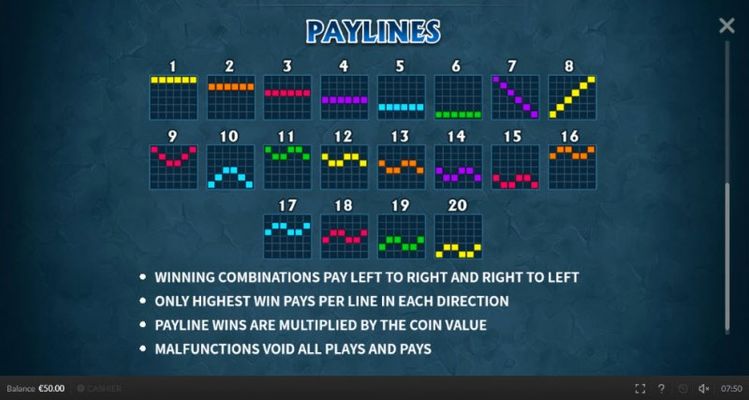 Paylines 1-20