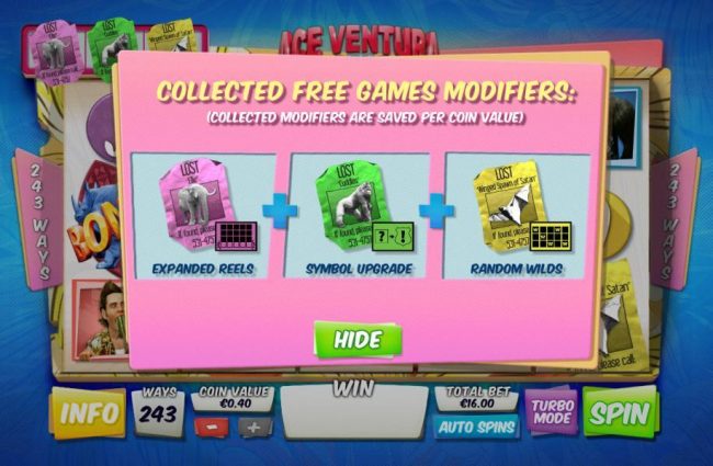 once you find the key you will have three free game modifiers available during the free games feature.