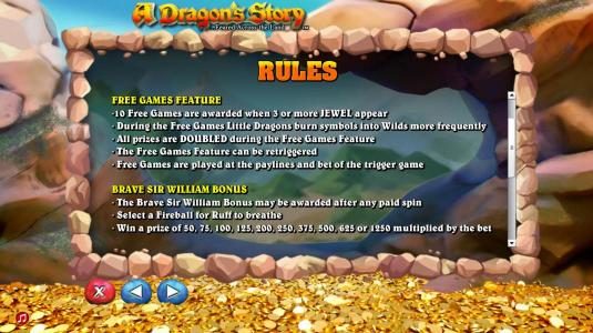 Free Games Feature and Brave Sir William Bonus feature game rules