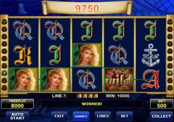 A winning four of kind triggers a 10000 coin jackpot win