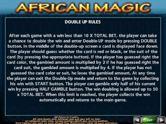 Double Up Gamble Feature Rules