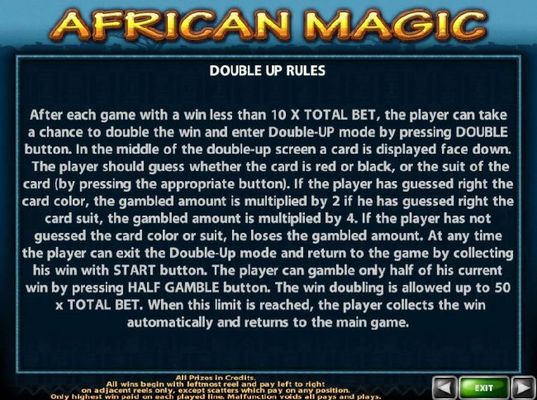 Double Up Gamble Feature Rules